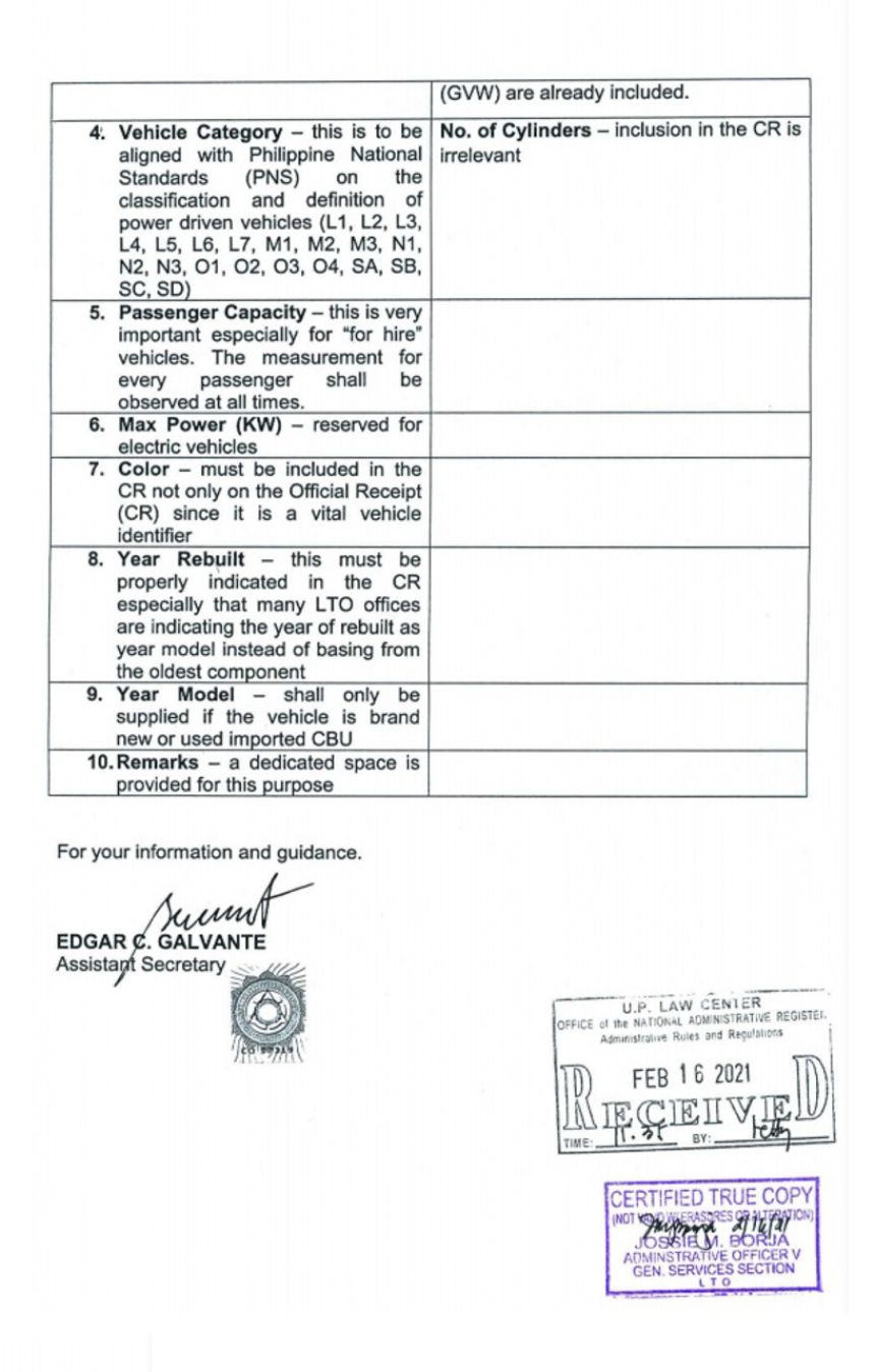 This is what LTO's new certificate of registration looks like Auto News